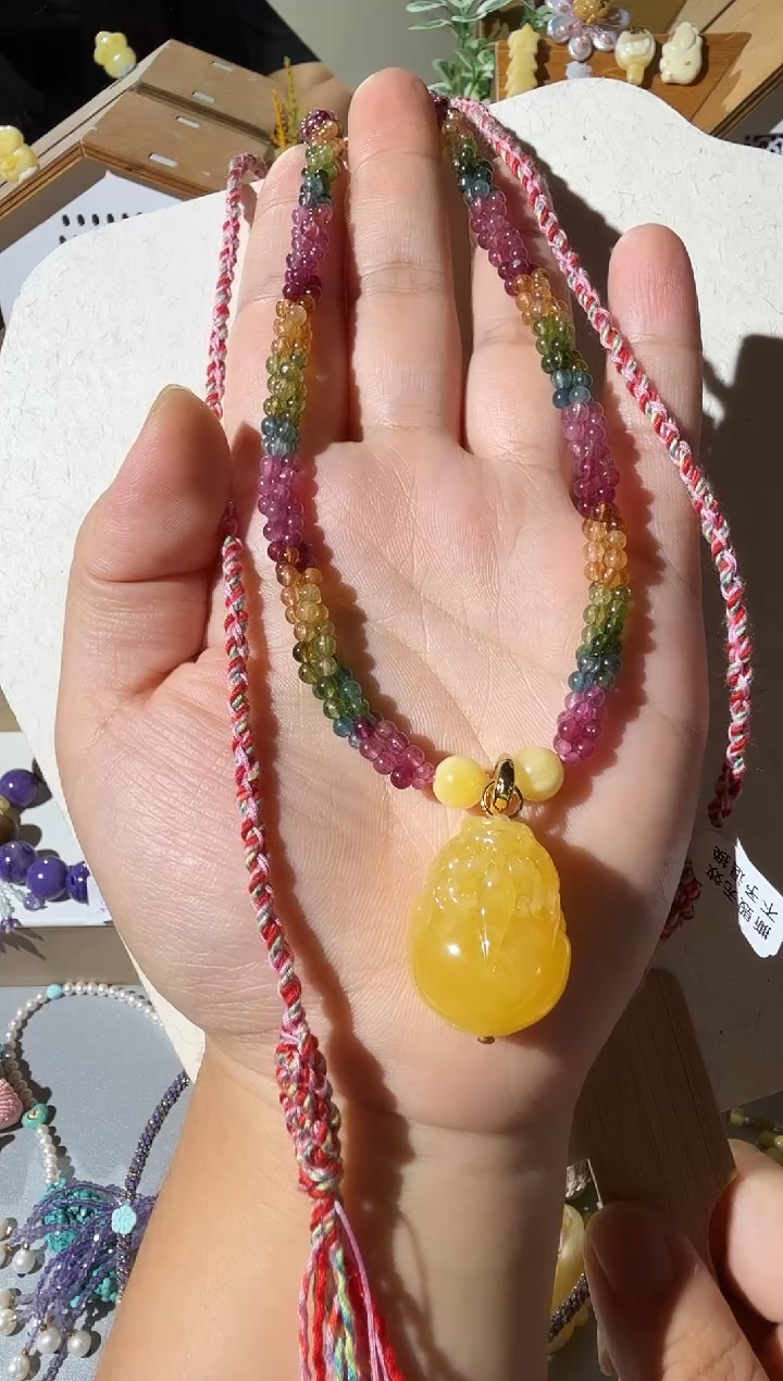 蜜蜡项链未镶嵌蜜蜡貔貅项链