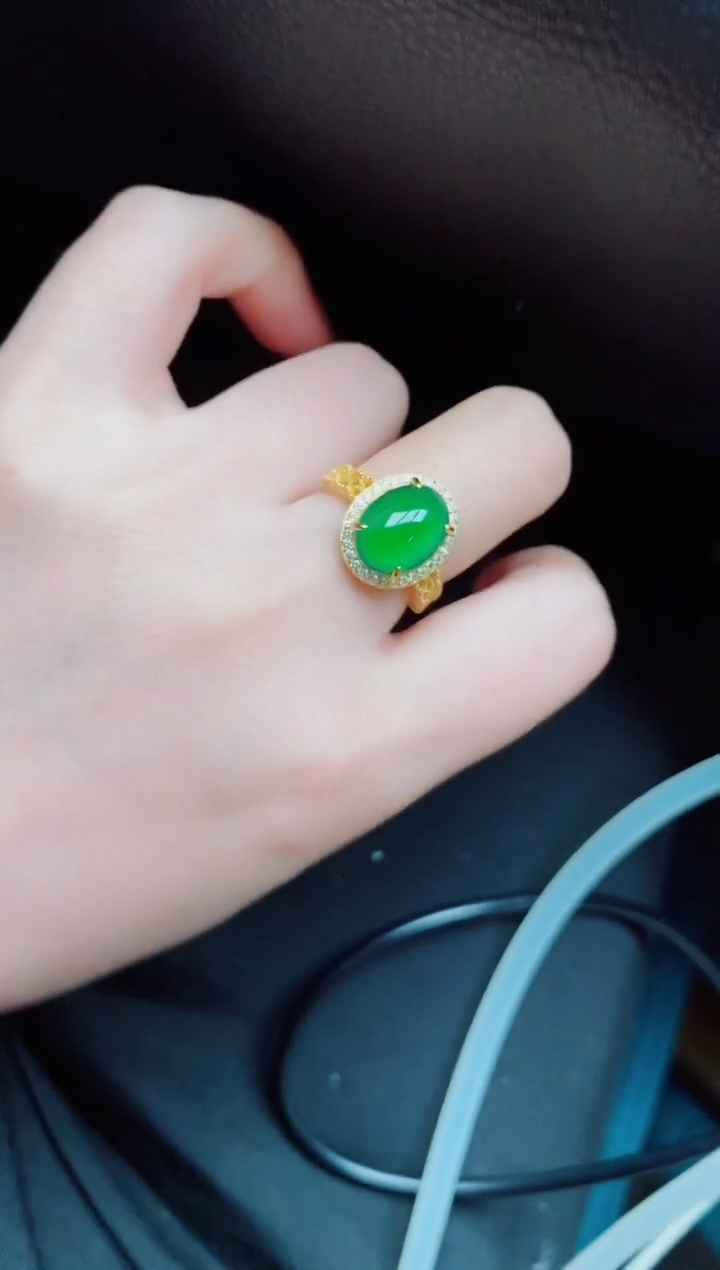 【闪购商品】翡翠戒指银S925镶嵌天然a货翡翠1117