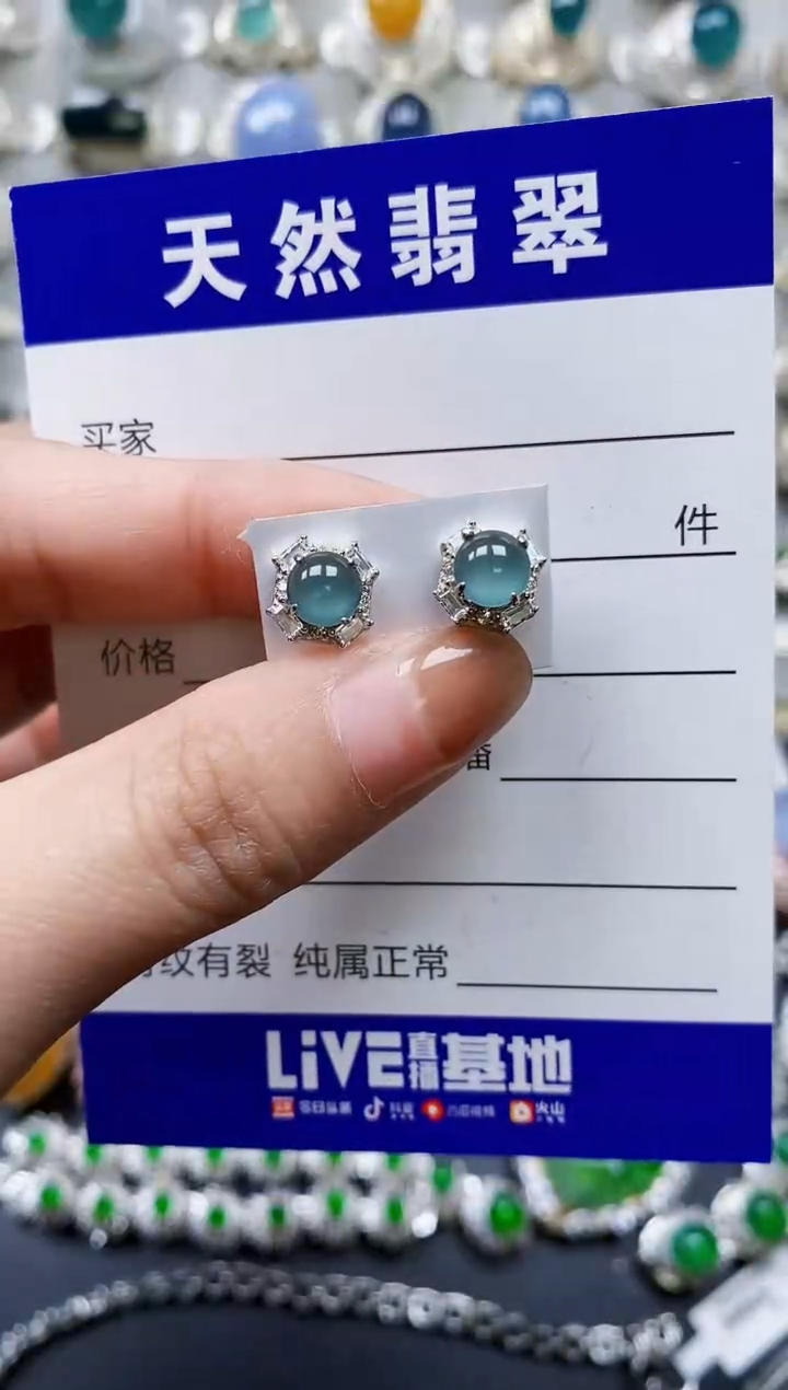 【闪购商品】翡翠耳饰银S925镶嵌0722