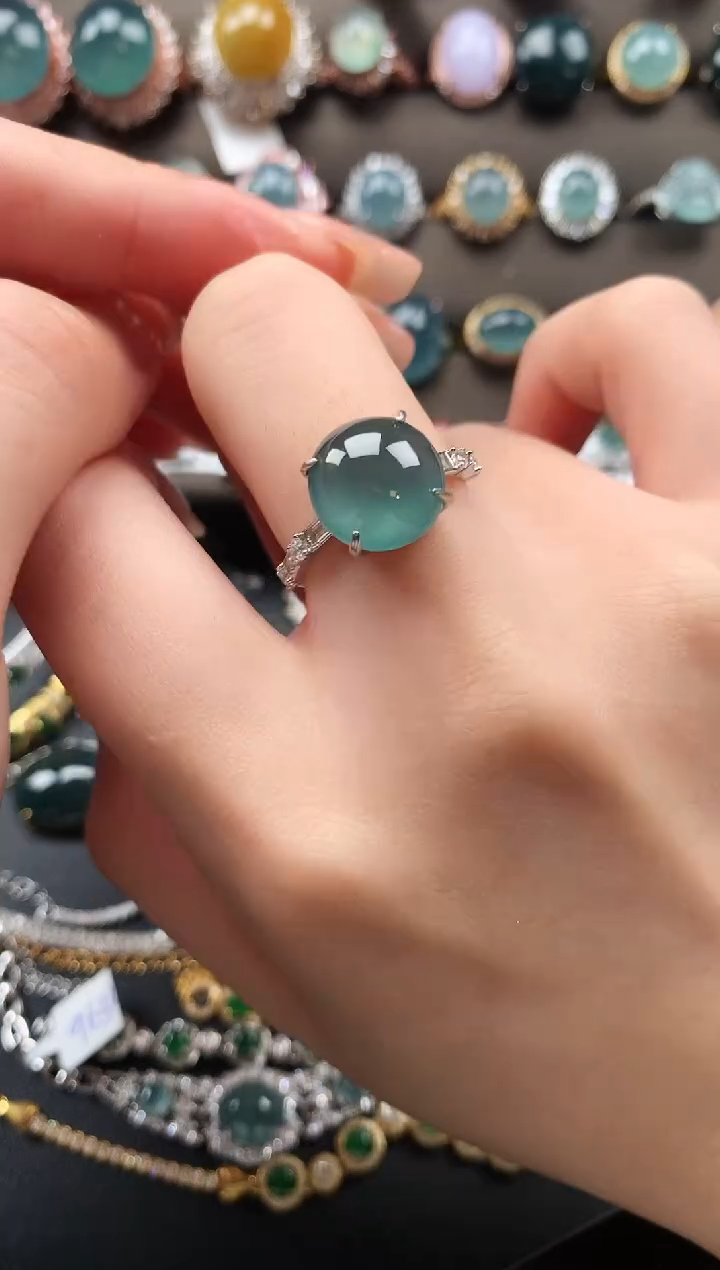 【闪购商品】翡翠戒指银S925镶嵌52142