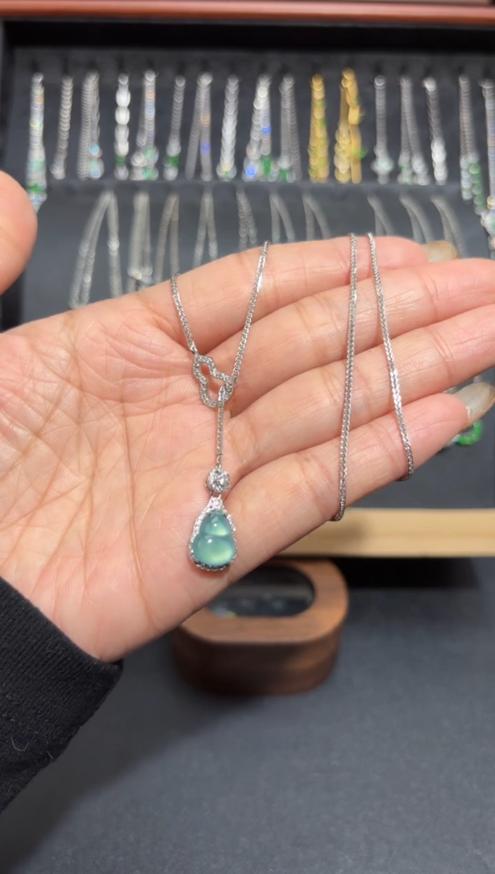 【闪购商品】翡翠颈饰银S925镶嵌葫芦/支持复检/一件