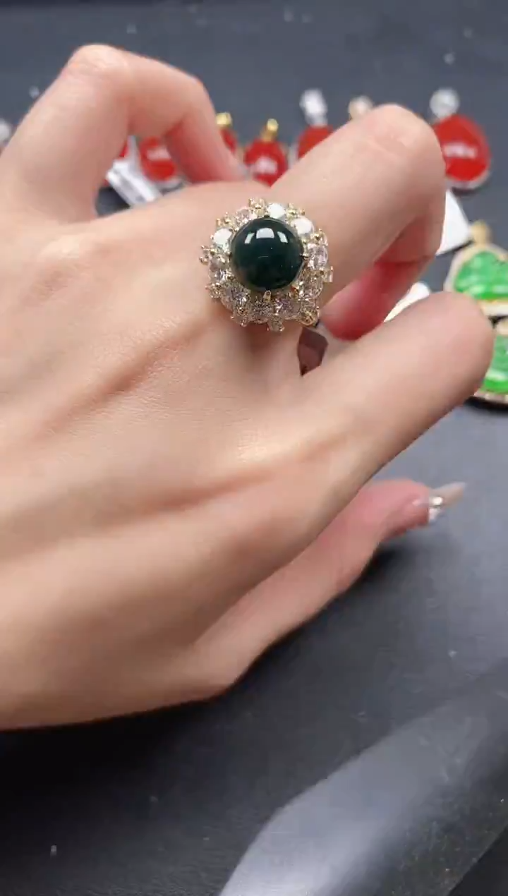 银S925镶嵌戒指翡翠51511