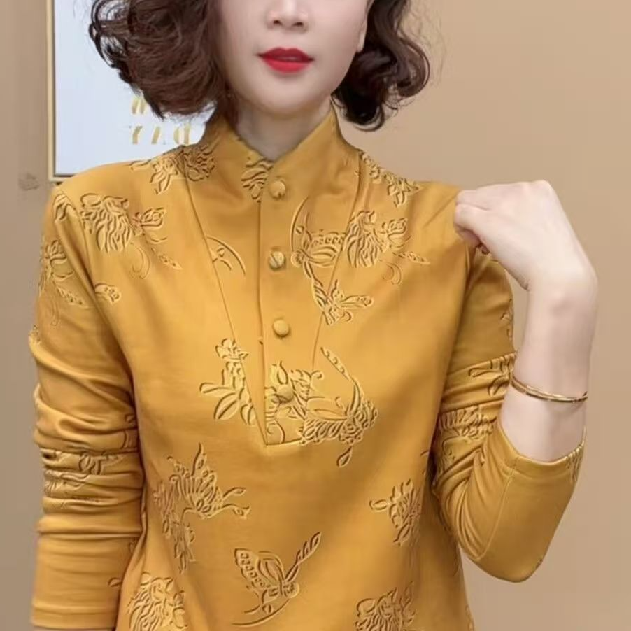 2025年新款女士印花保暖上衣百搭时尚上衣