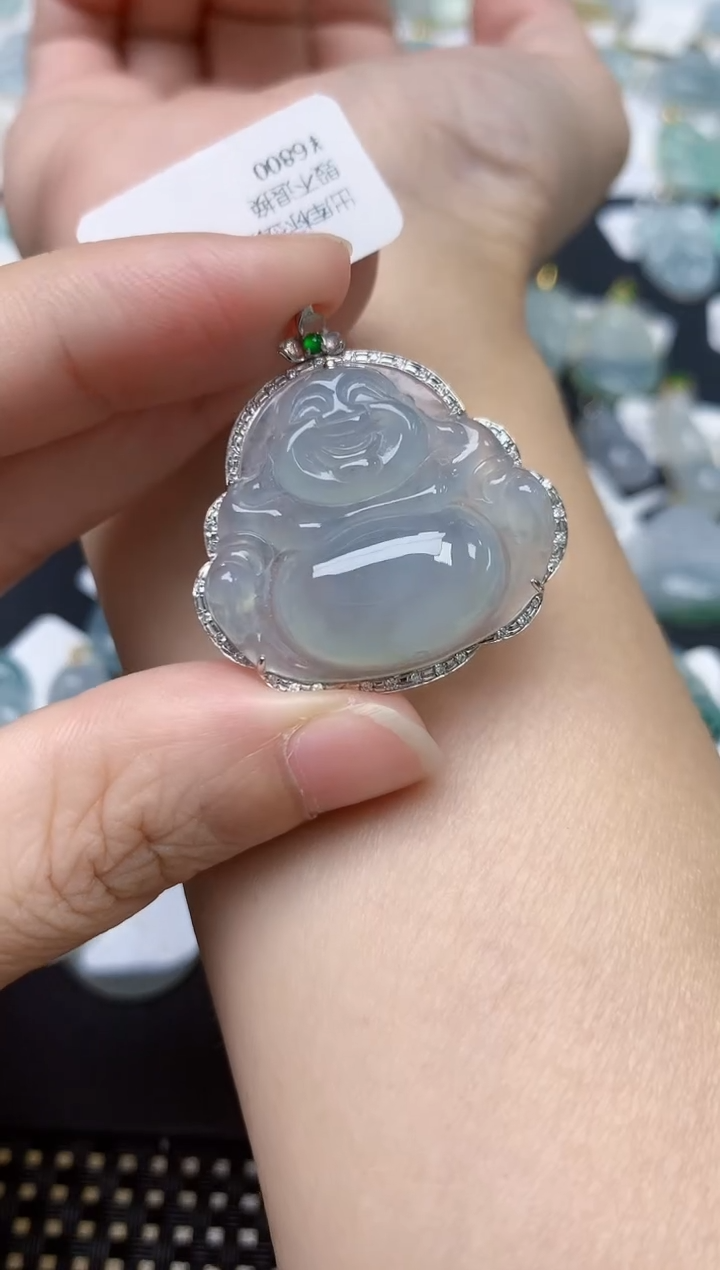 颈饰18K金镶嵌翡翠天然缅甸A货翡翠