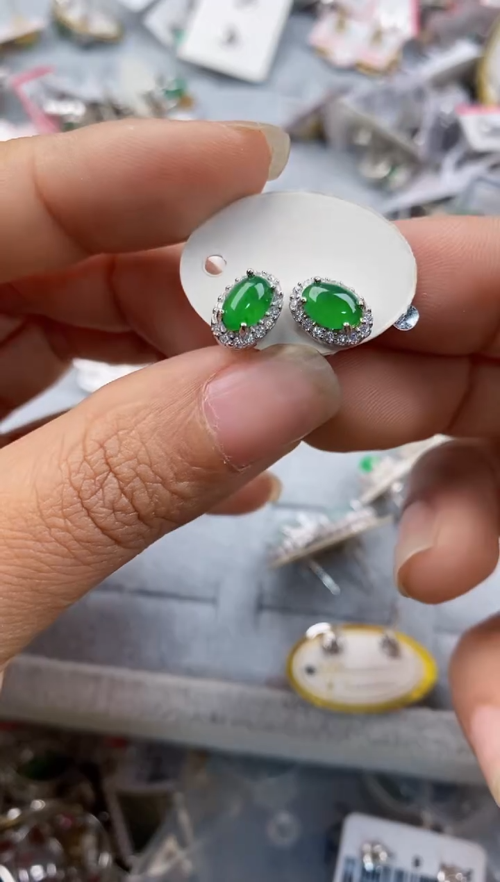 银S925镶嵌戒指翡翠555--4