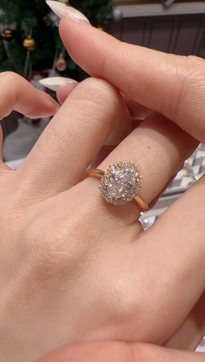 【闪购商品】实验室培育钻石18K金镶嵌@@11-15圈，拍下备注圈口