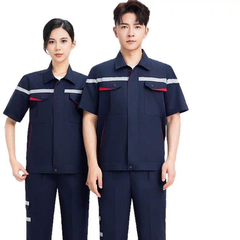 短袖长袖反光劳保服汽修厂夏季厂服售后工服定制印字刺绣