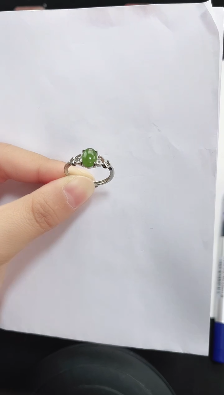 未镶嵌戒指和田玉555岚钻微色差T299