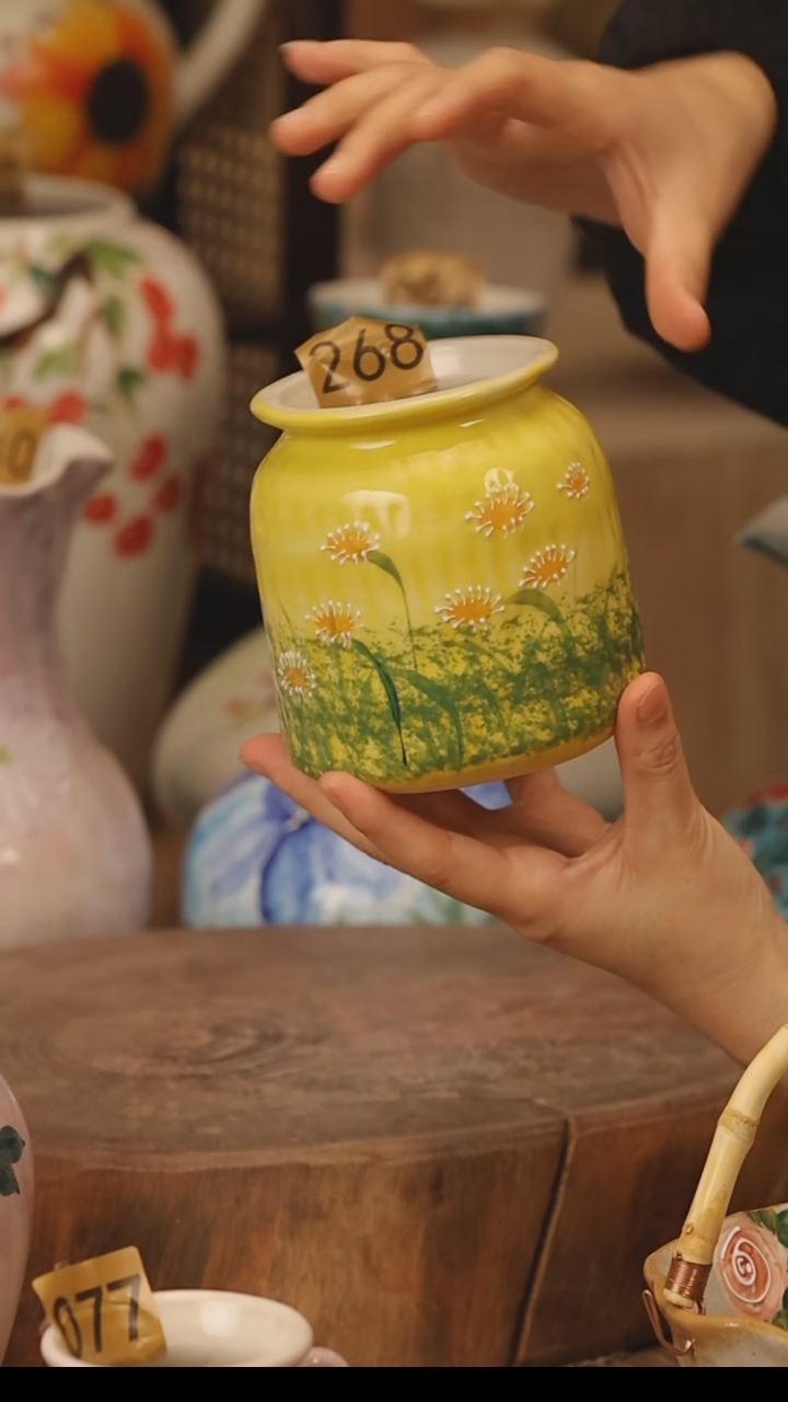 陶瓷景德镇设计师手作花器摆件侘寂风@M268@