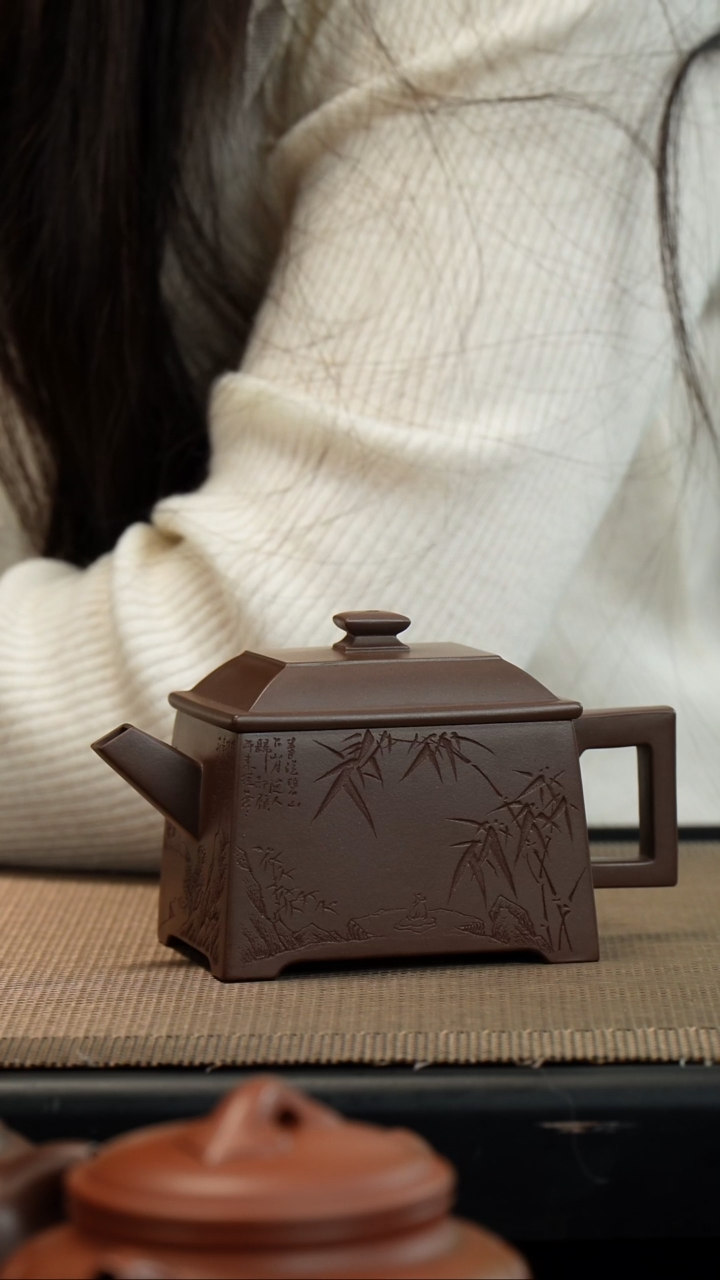 【闪购商品】紫砂茶壶老紫泥四方青云