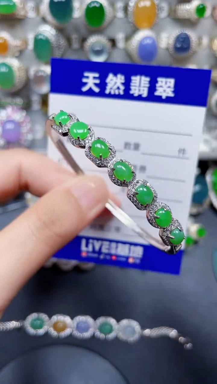 银S925镶嵌手镯翡翠186