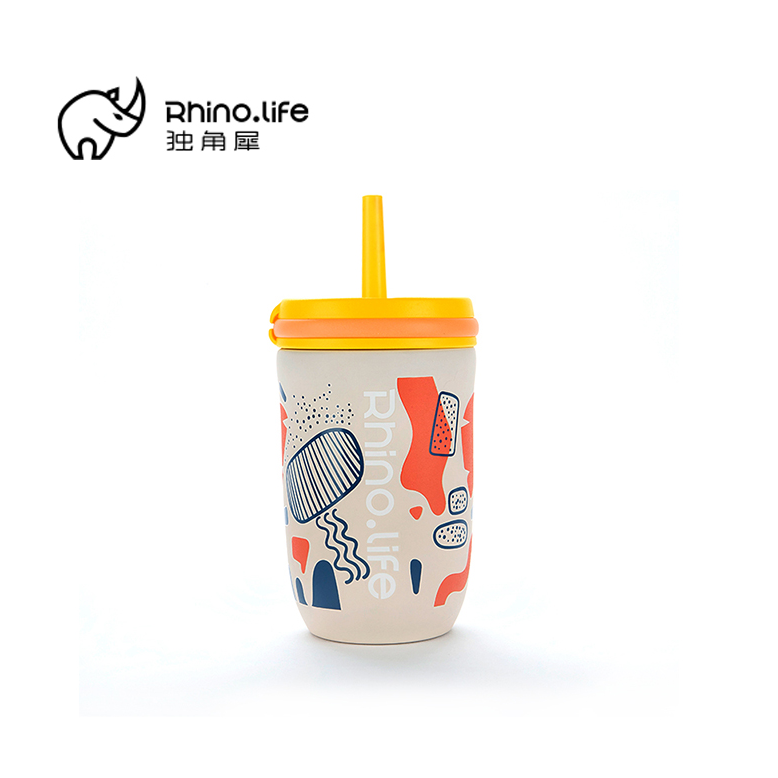 【A等品微瑕】独角犀Rhino.life 夜光吸管保温杯420ML-自然白 