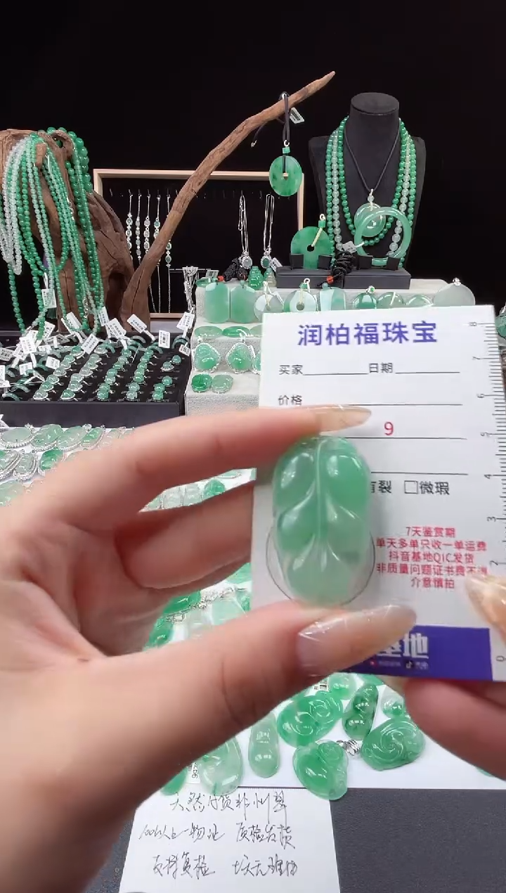 项链未镶嵌石英质玉（非洲翠）19.109叶子 