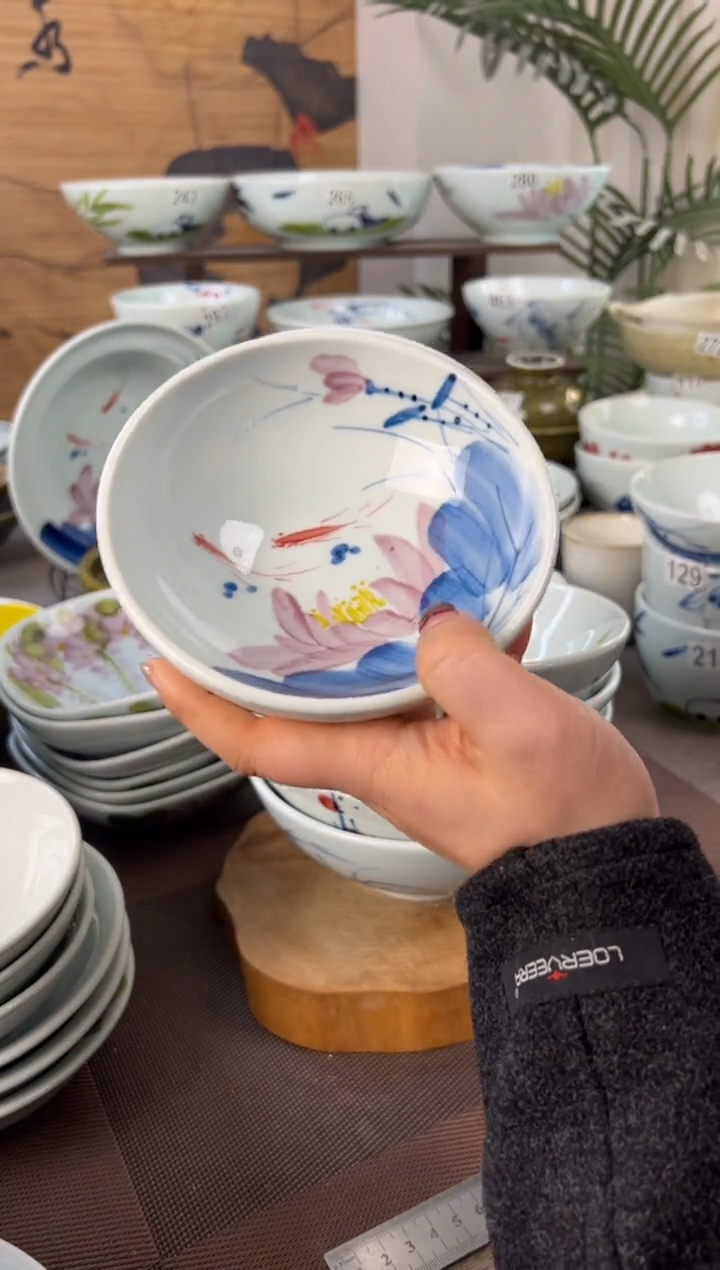 明舟小***️中暇紫荷5.5寸古碗（2只装）