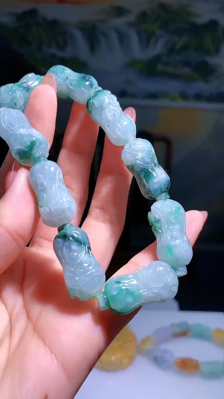 【闪购商品】定制翡翠未镶嵌1007hm-毛货手串52