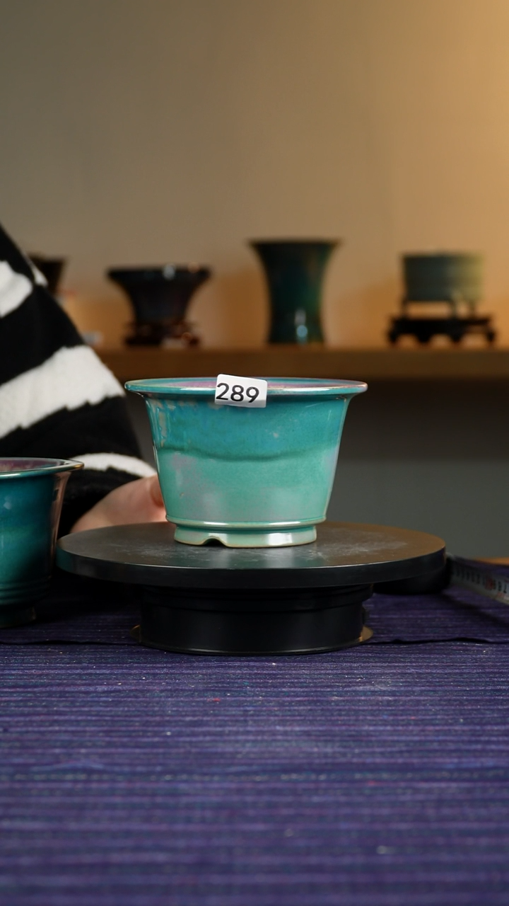 百*289窑变花盆绿色