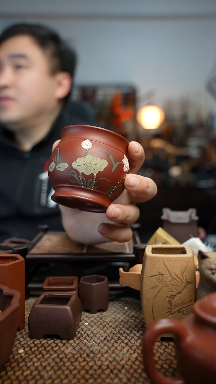 紫砂花盆小*莱長木軒精品紫砂