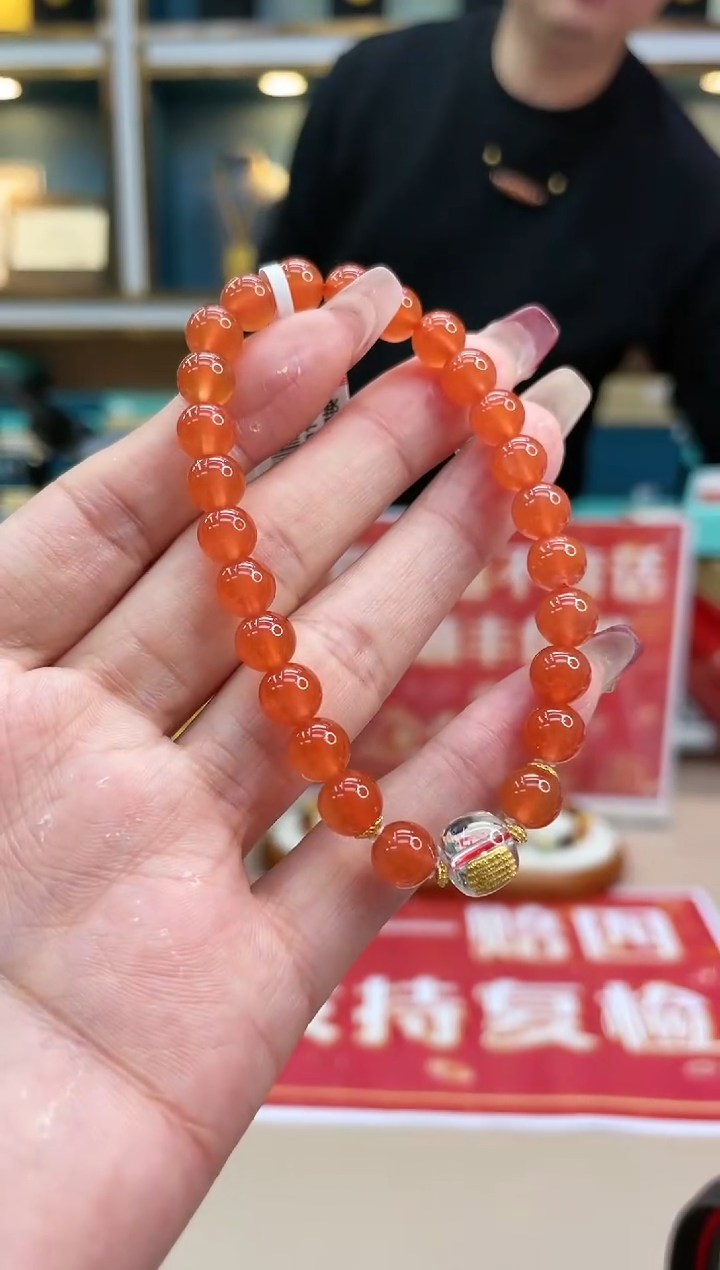 【闪购商品】南红玛瑙手链18K金镶嵌@@ZY40831019