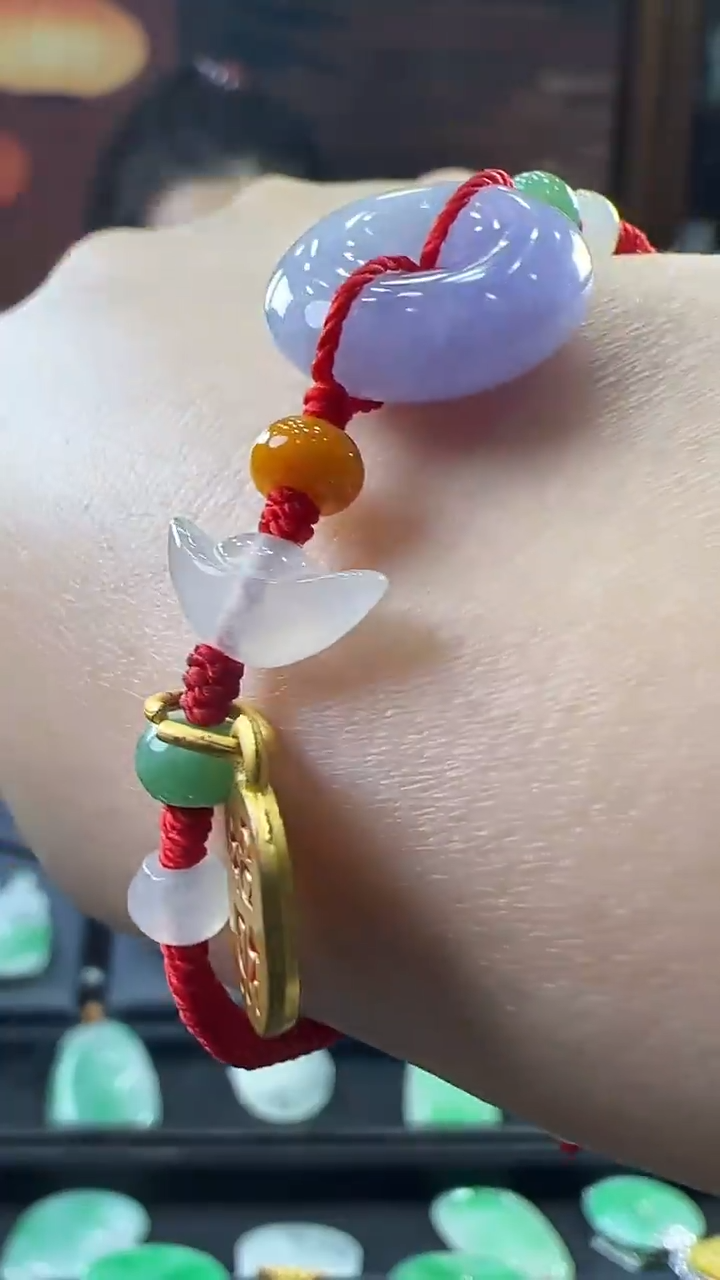 未镶嵌挂件翡翠平安扣手链