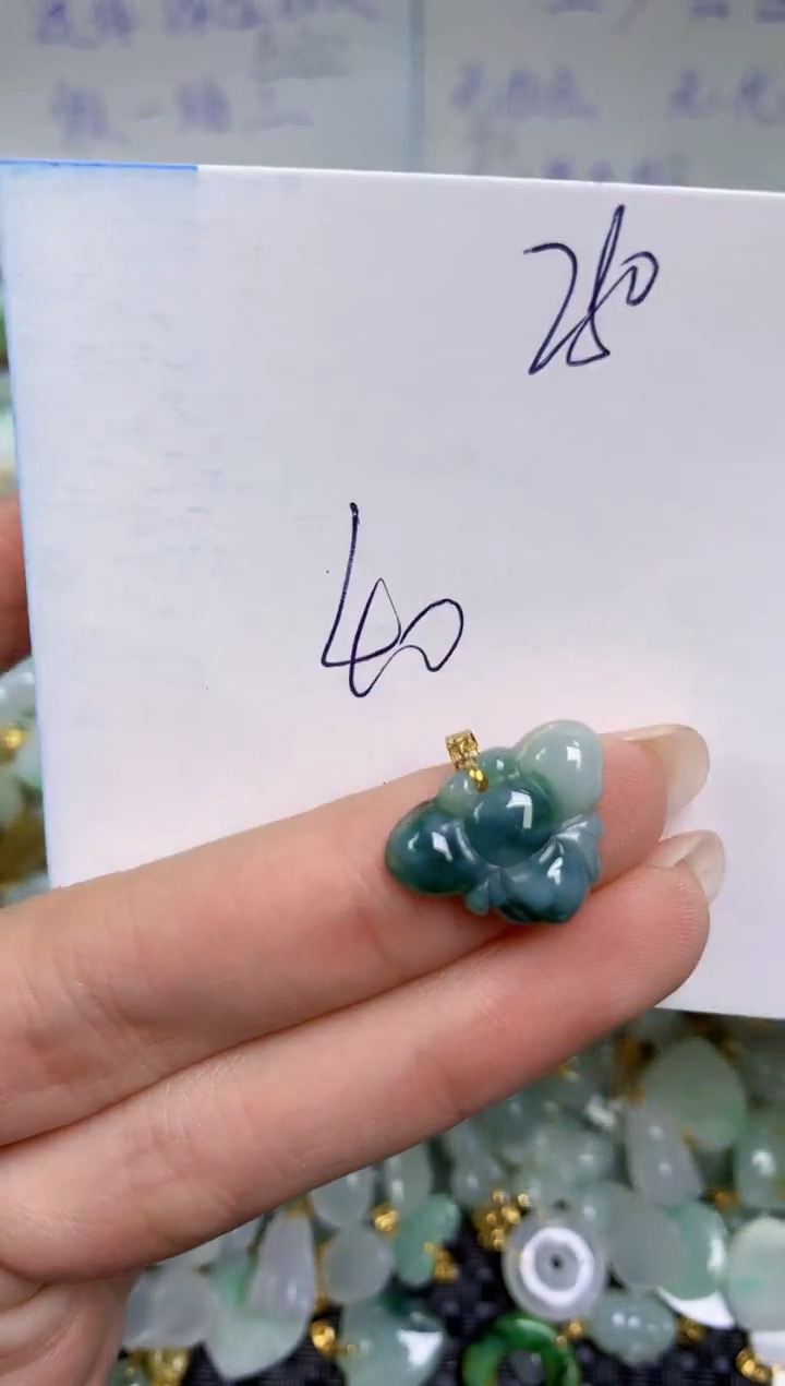 【闪购商品】翡翠颈饰18K金镶嵌天然缅甸A货翡翠