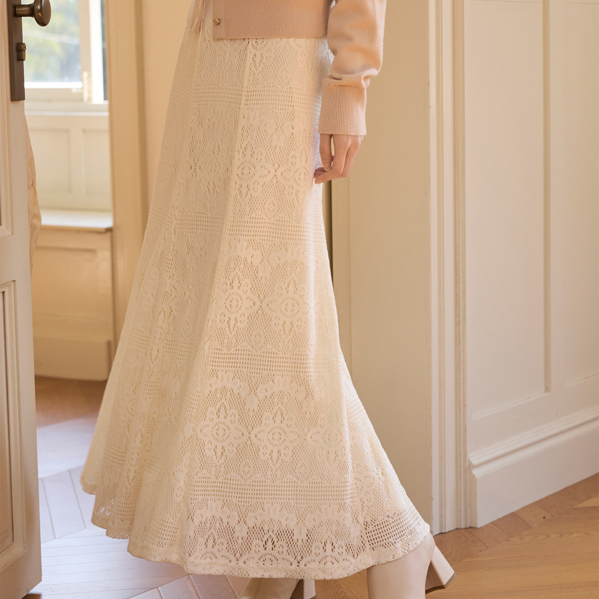 花栗鼠小姐 绮梦人鱼 棉感松弛蕾丝松紧腰加绒A字鱼尾长半裙女