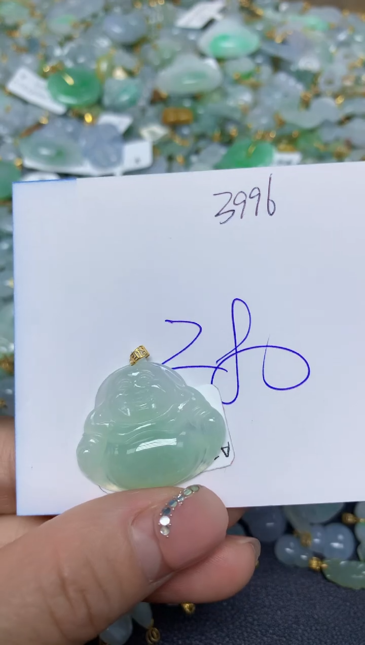 【闪购商品】翡翠挂件18K金镶嵌 天然翡翠A货