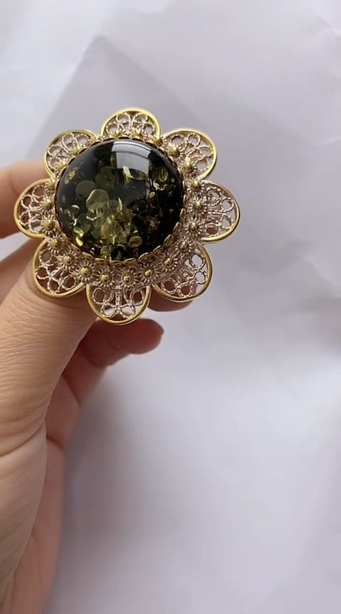 【闪购商品】琥珀裸石银S925镶嵌琥珀吊坠