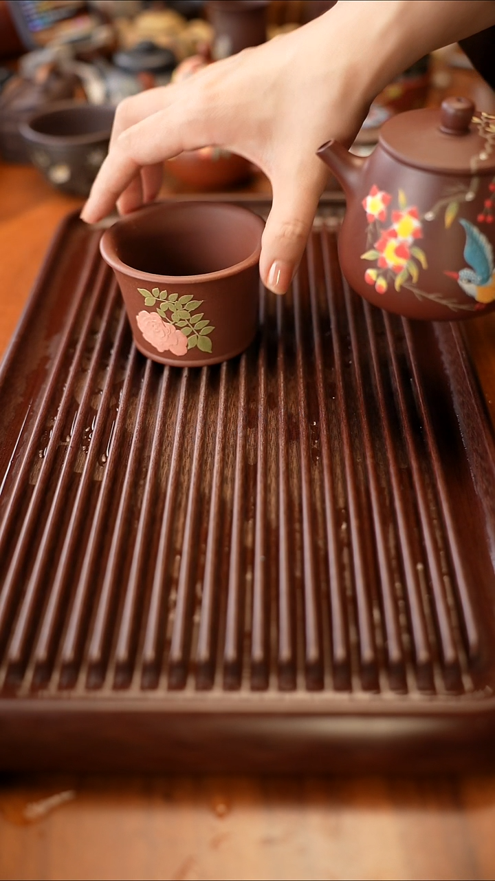 茶壶紫砂紫泥牡丹杯