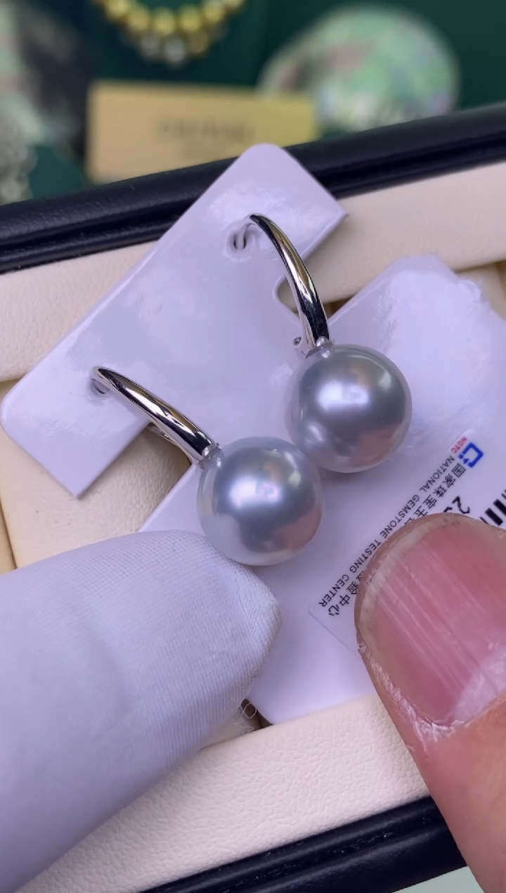 银S925镶嵌海水珍珠耳饰1