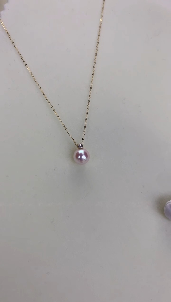 18K金镶嵌DA海水珍珠 GD018 8.5-9 五分钻王妃吊坠