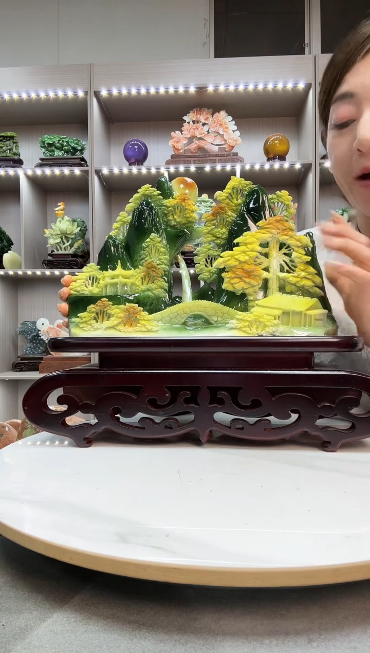 石材天然石材家居摆件办公室客厅玄关高档摆件