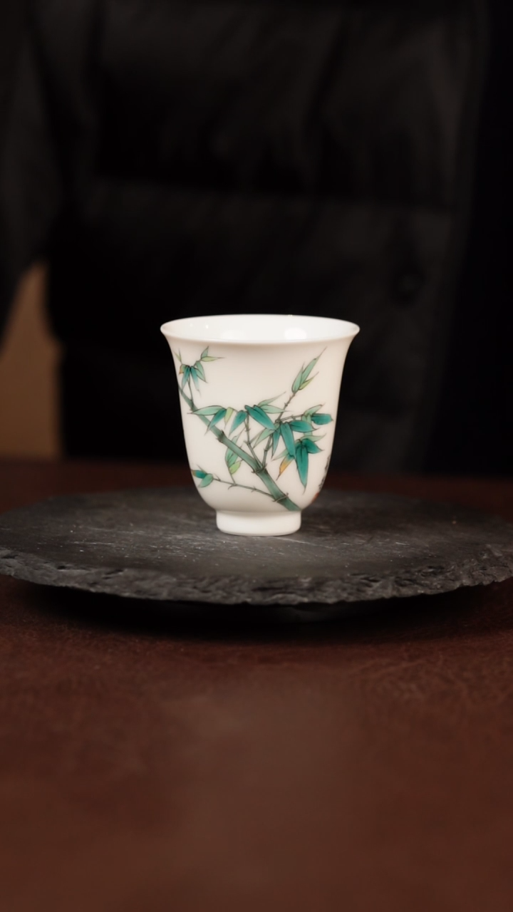 【闪购商品】夏芳釉上竹子陶瓷茶道茶杯