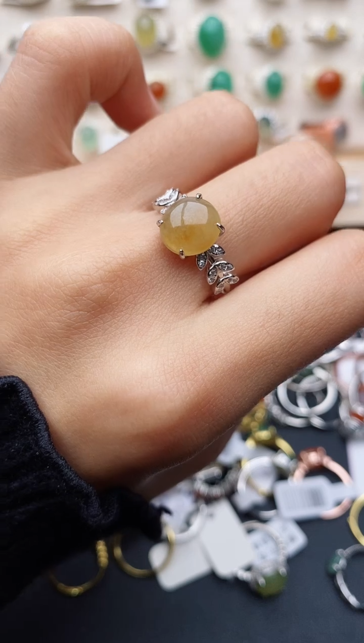 【闪购商品】翡翠戒指银S925镶嵌缅甸翡翠