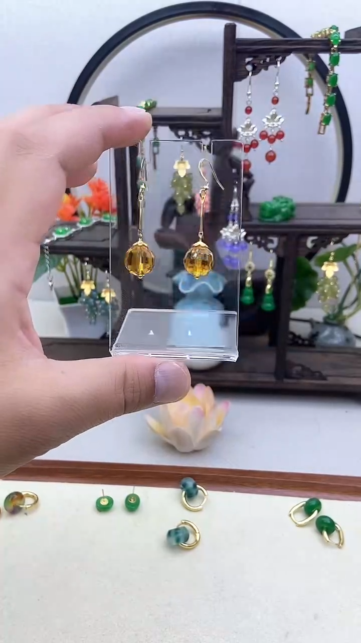 水晶耳饰14K金镶嵌17号