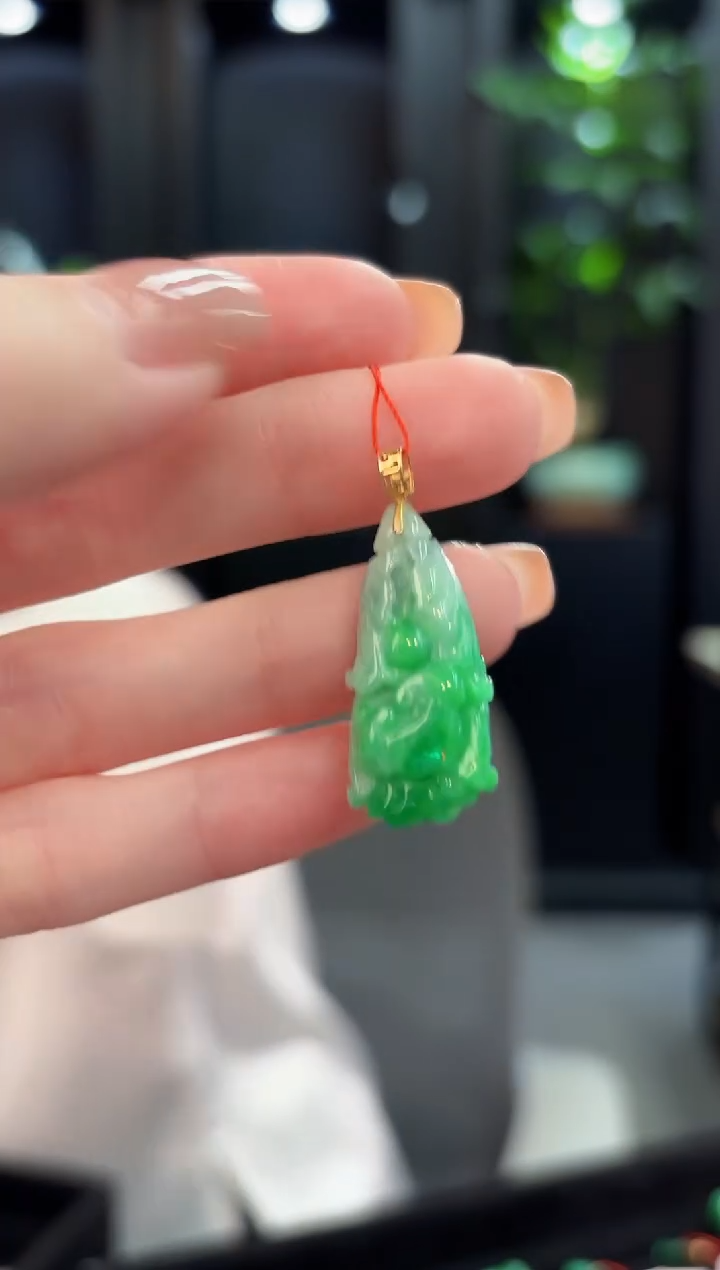 吊坠(不含链)18K金镶嵌翡翠  缅甸A货/支持复检/一件
