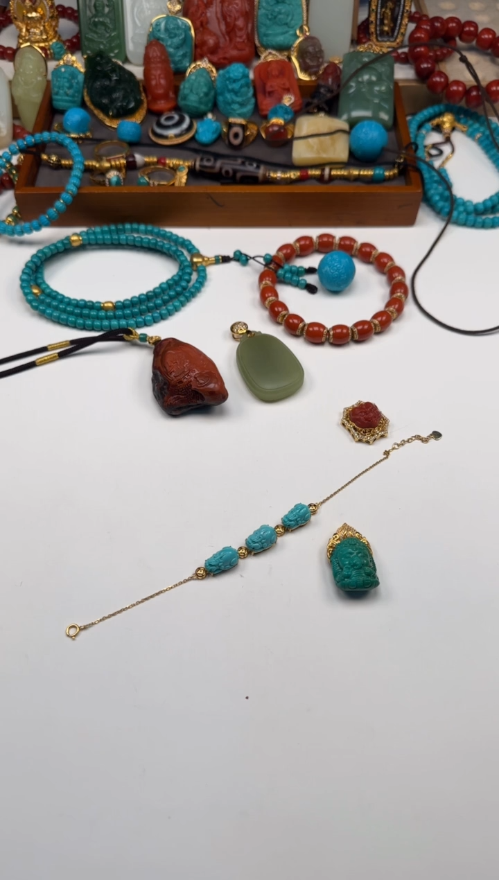 18K金镶嵌绿松石手串手串羊*～手串手串