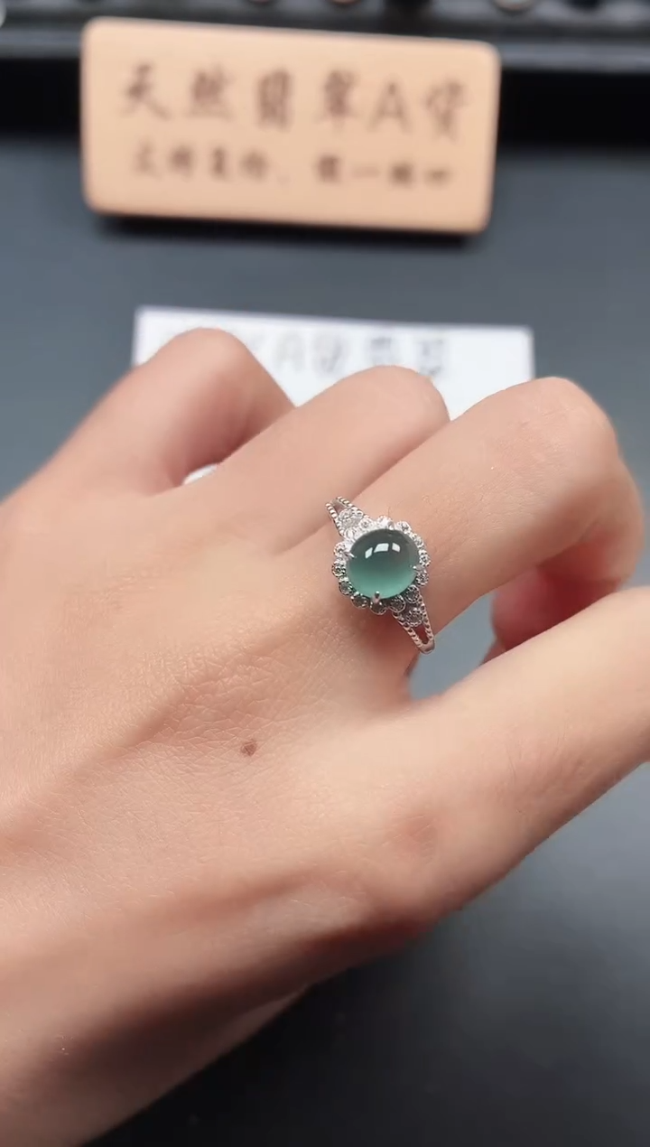 银S925镶嵌戒指翡翠11