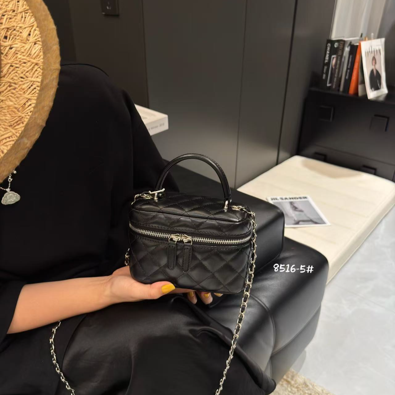 菱格斜挎链条小盒包盒子包时尚百搭黑色小众小包包单肩肩包