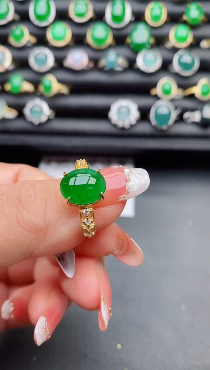 【闪购商品】翡翠戒指银S925镶嵌508080