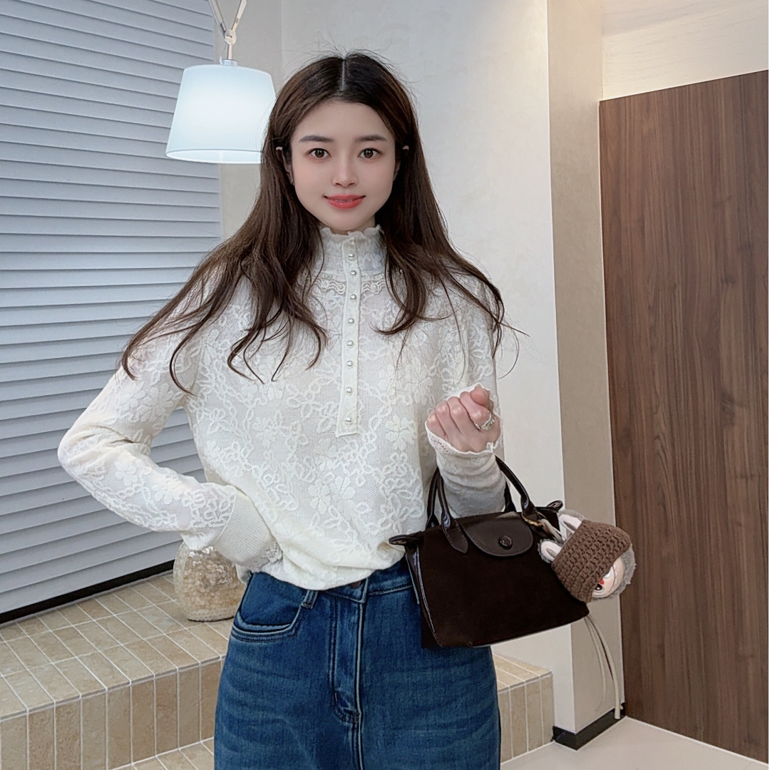 【ZMMY严选私服】秋冬新款洋气优雅木耳花边半高领打底衫K5120405