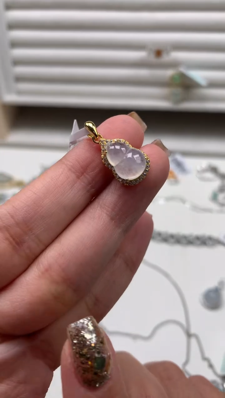 银S925镶嵌戒指翡翠小**r吊坠