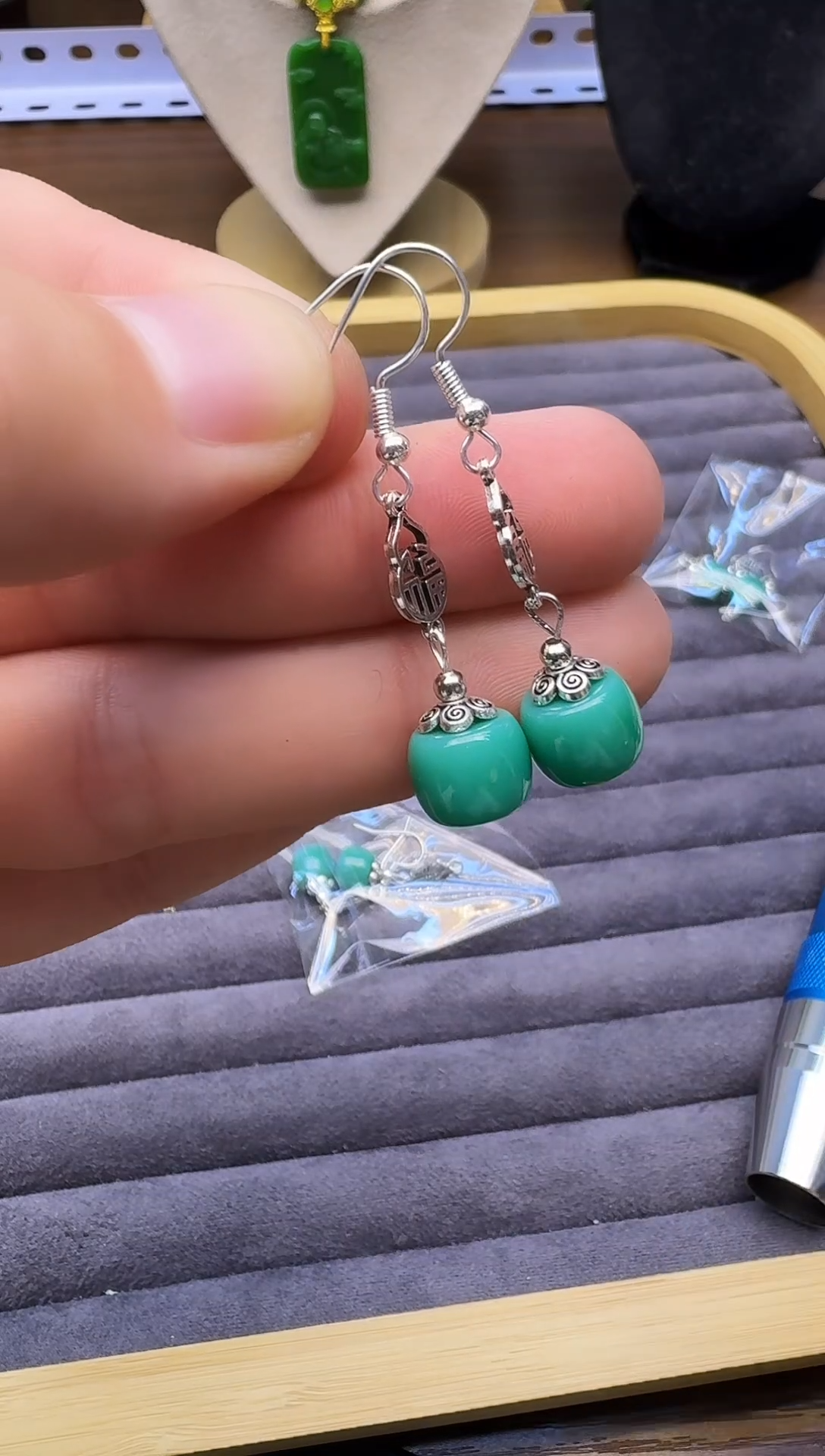 银S925镶嵌耳饰玛瑙/玉髓E104      