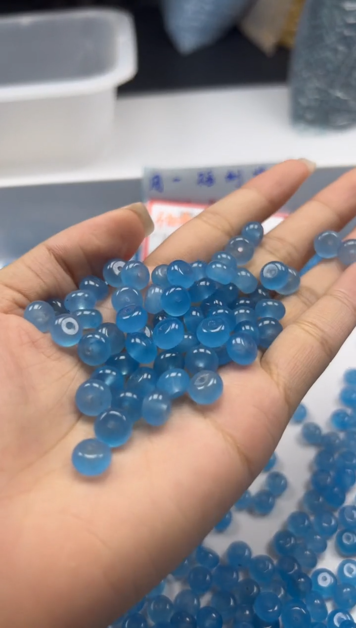 玛瑙/玉髓颈饰未镶嵌 w2776海蓝宝算盘8*4mm*30颗