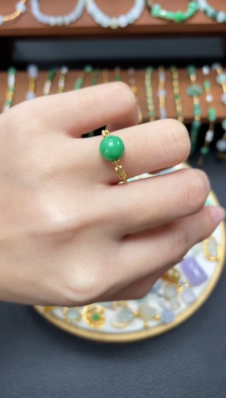 【闪购商品】翡翠戒指18K金镶嵌一个  JK513
