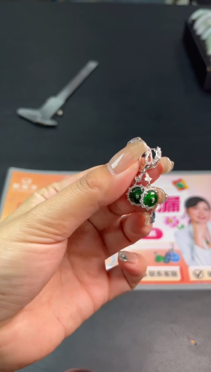 翡翠银S925镶嵌耳饰DY20250614040多样性发一样