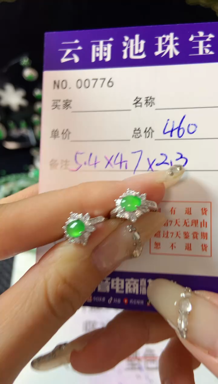 【闪购商品】翡翠耳饰银S925镶嵌翡翠