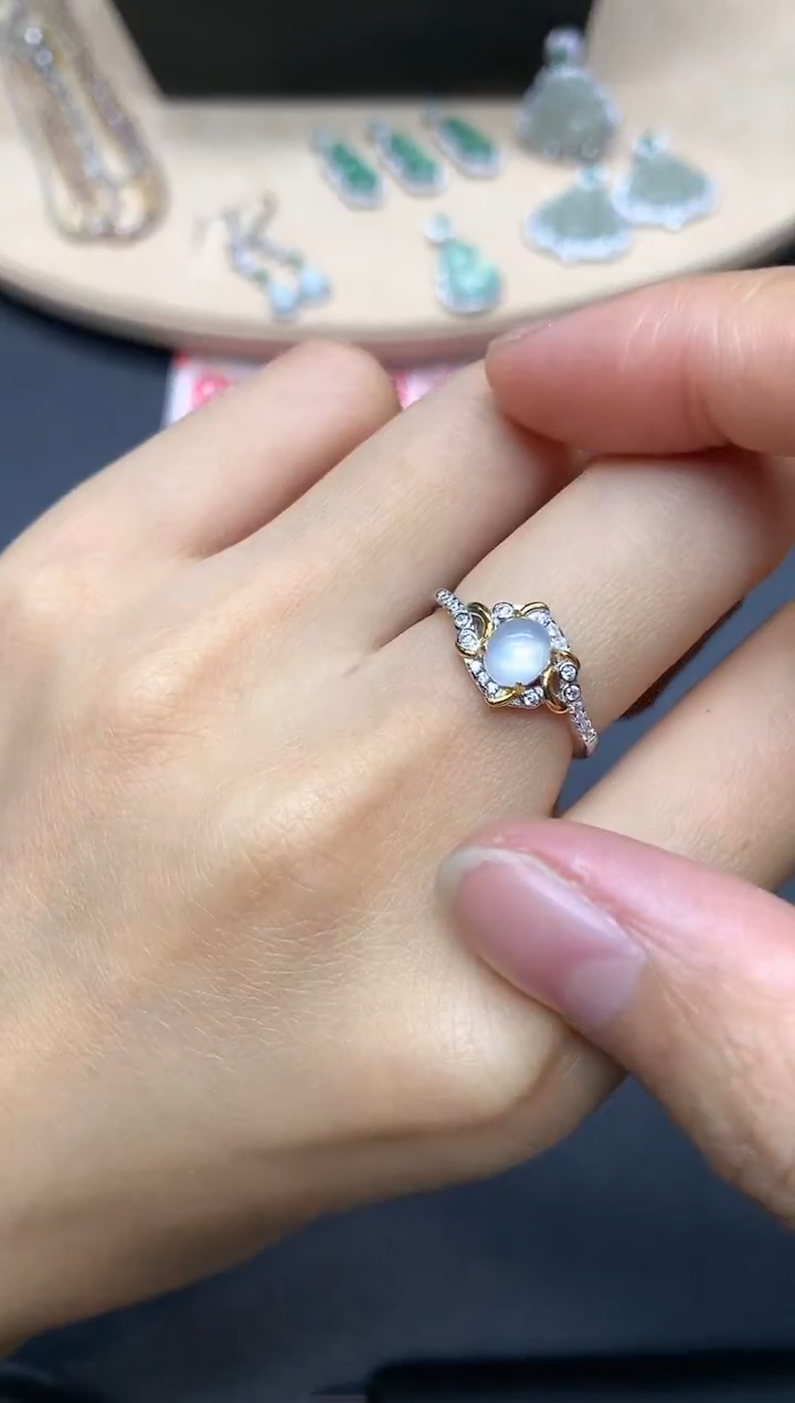 【闪购商品】翡翠戒指银S925镶嵌蛋面【多样性发其一】