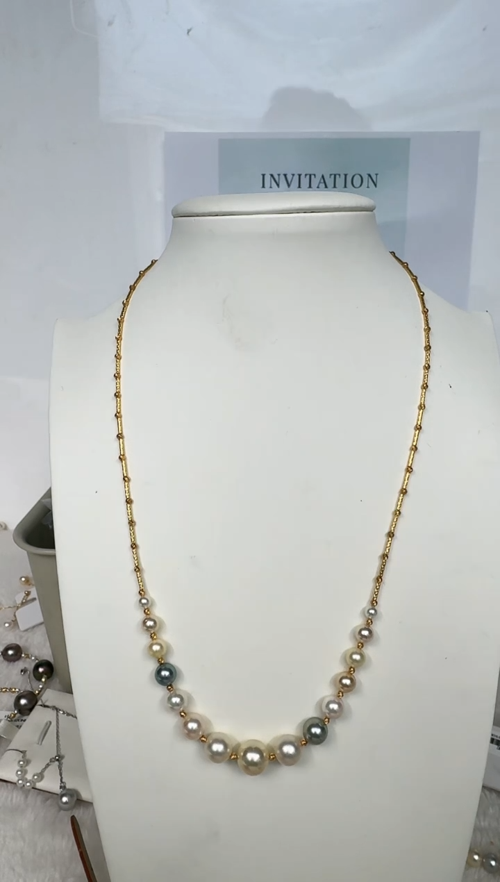 颈饰银S925镶嵌海水珍珠项链