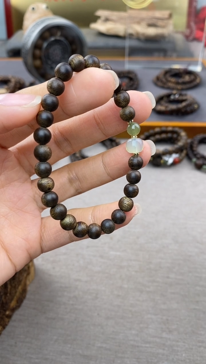 【闪购商品】沉香手串芽庄白棋老料沉水06单圈设计