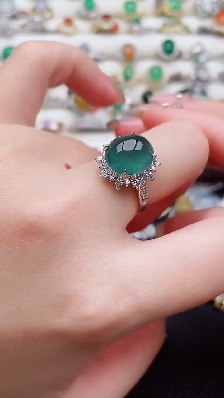 银S925镶嵌戒指翡翠148